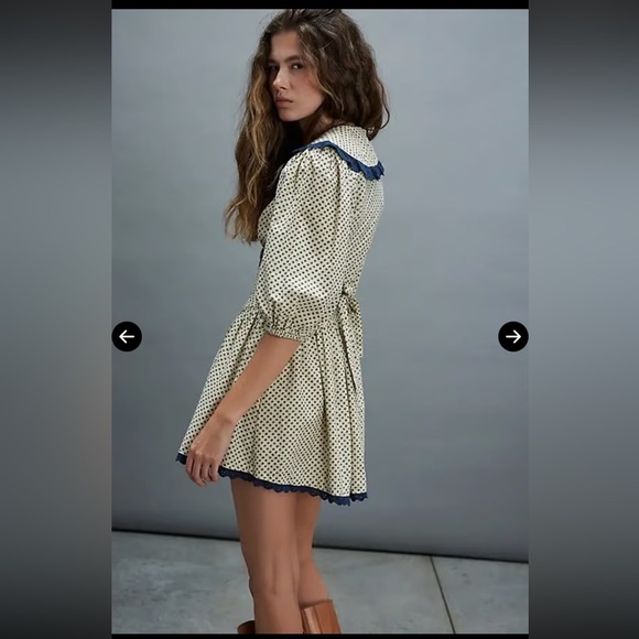 Nwot free people need to know collared lace mini dress khaki $189 boho fall - Picture 5 of 10